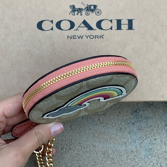 COACH Signature Rainbow Round Coin Purse - Picture 3 of 6